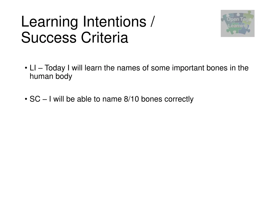 learning intentions success criteria