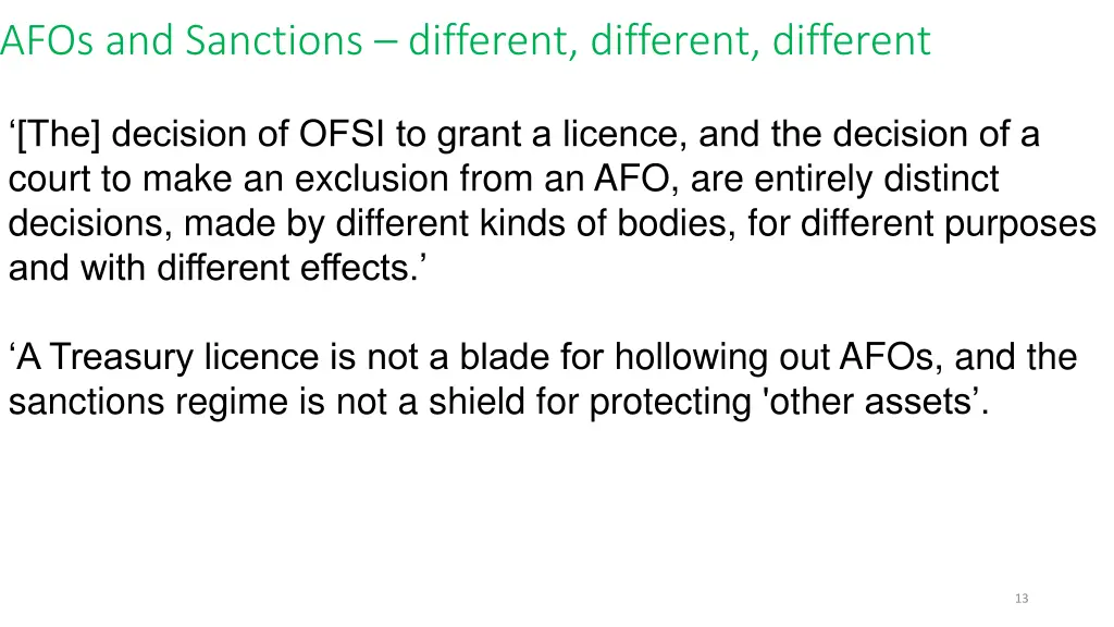 afos and sanctions different different different