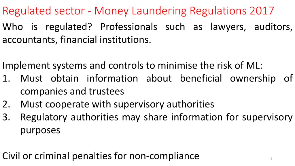 regulated sector money laundering regulations