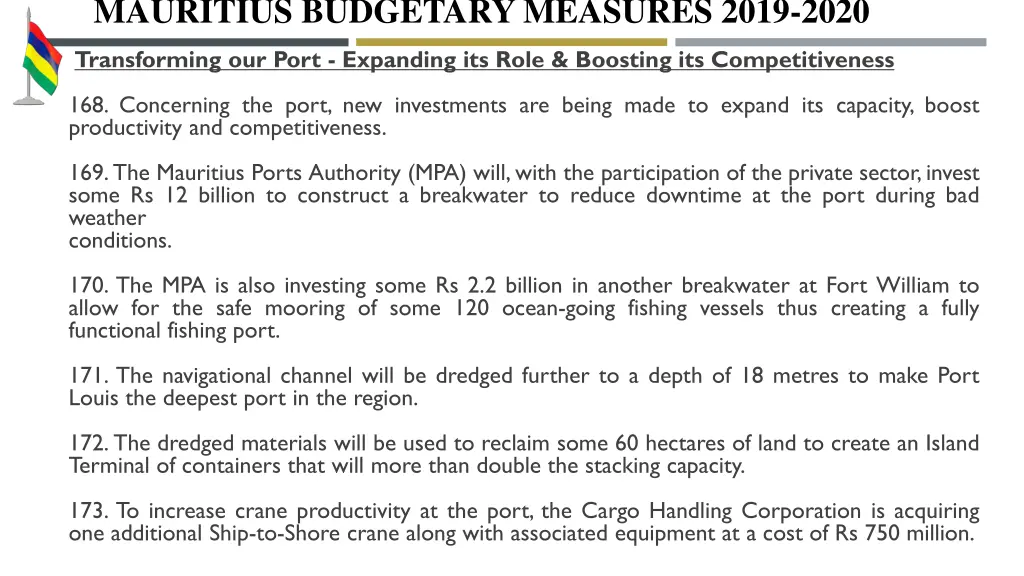 mauritius budgetary measures 2019 2020