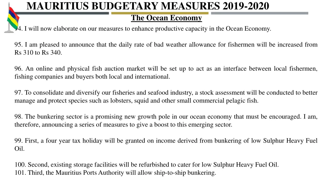 mauritius budgetary measures 2019 2020 the ocean