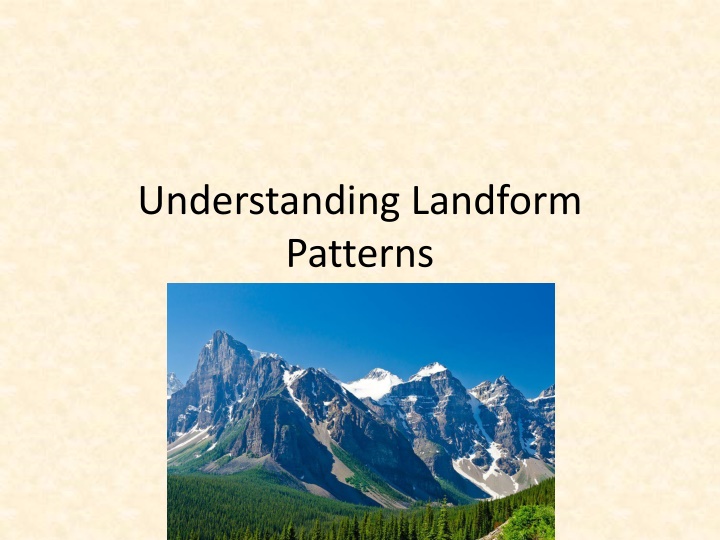 understanding landform patterns