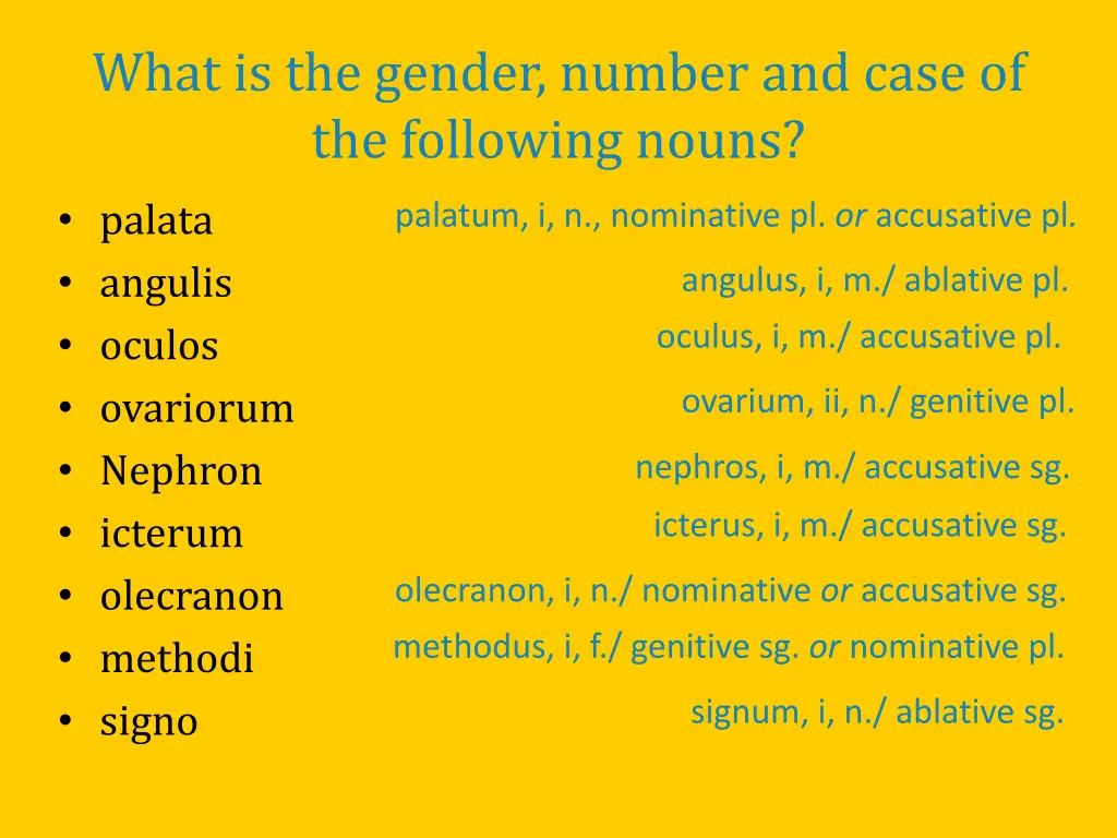 what is the gender number and case