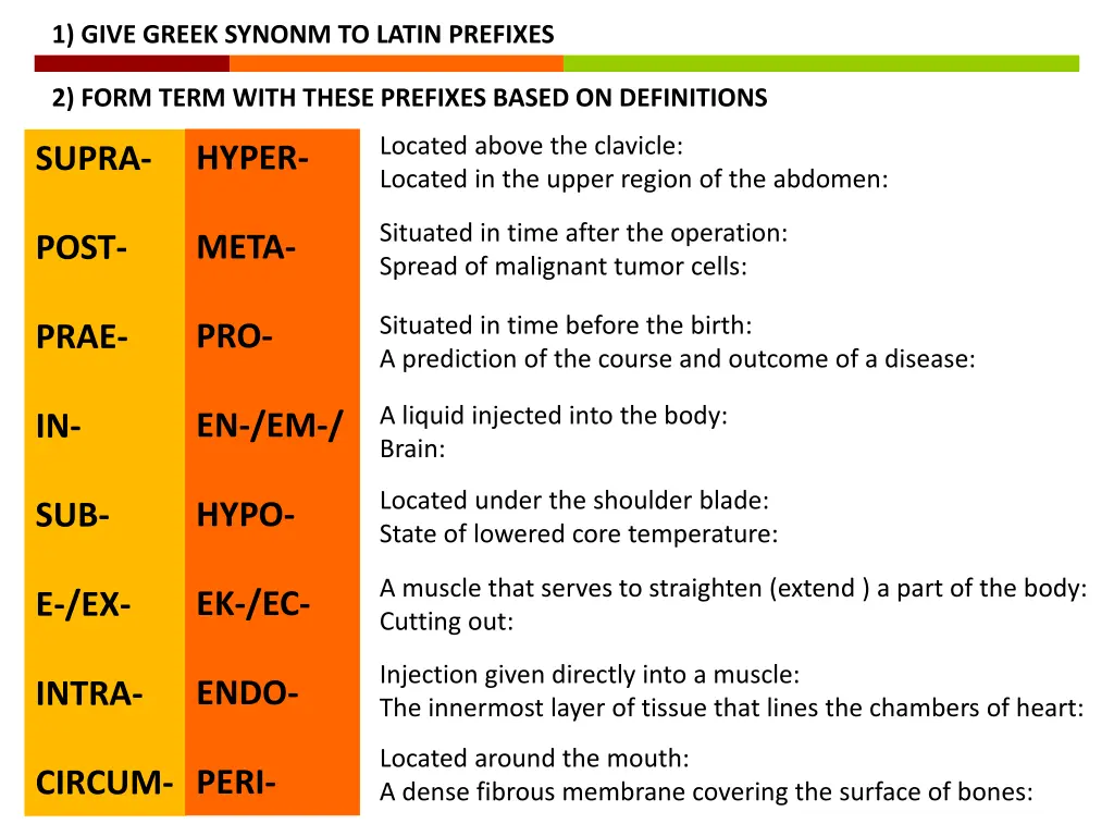 1 give greek synonm to latin prefixes