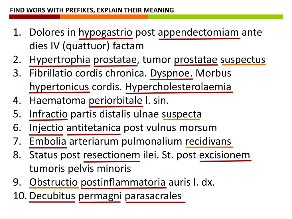 find wors with prefixes explain their meaning