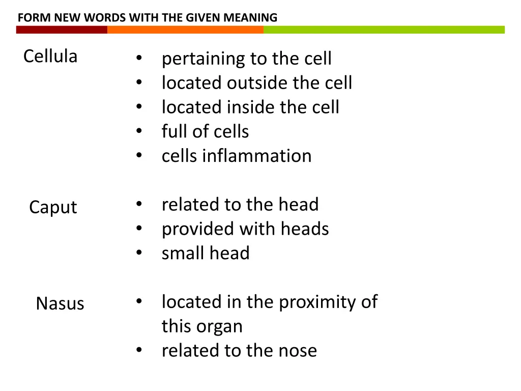 form new words with the given meaning 1