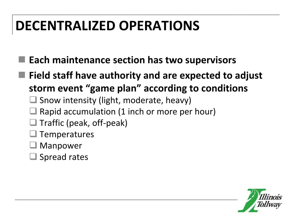 decentralized operations