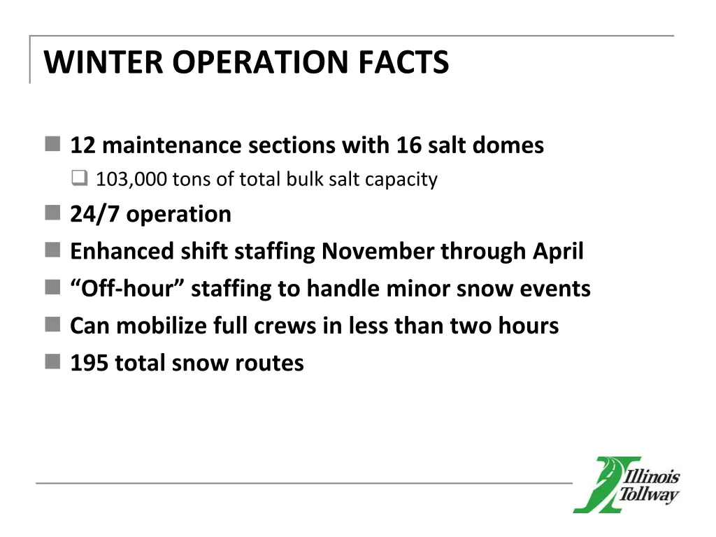 winter operation facts