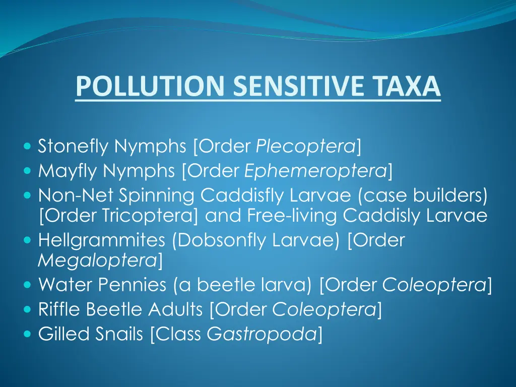 pollution sensitive taxa