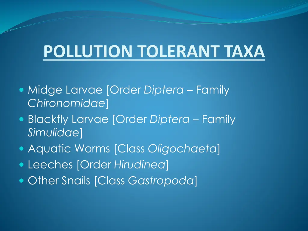 pollution tolerant taxa