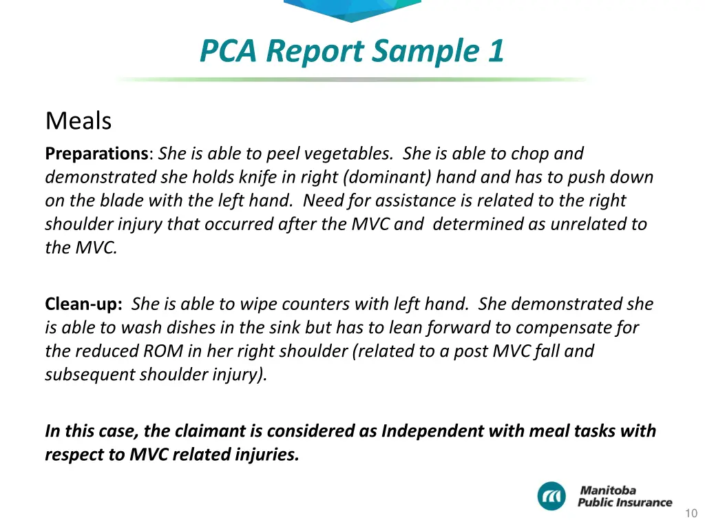 pca report sample 1