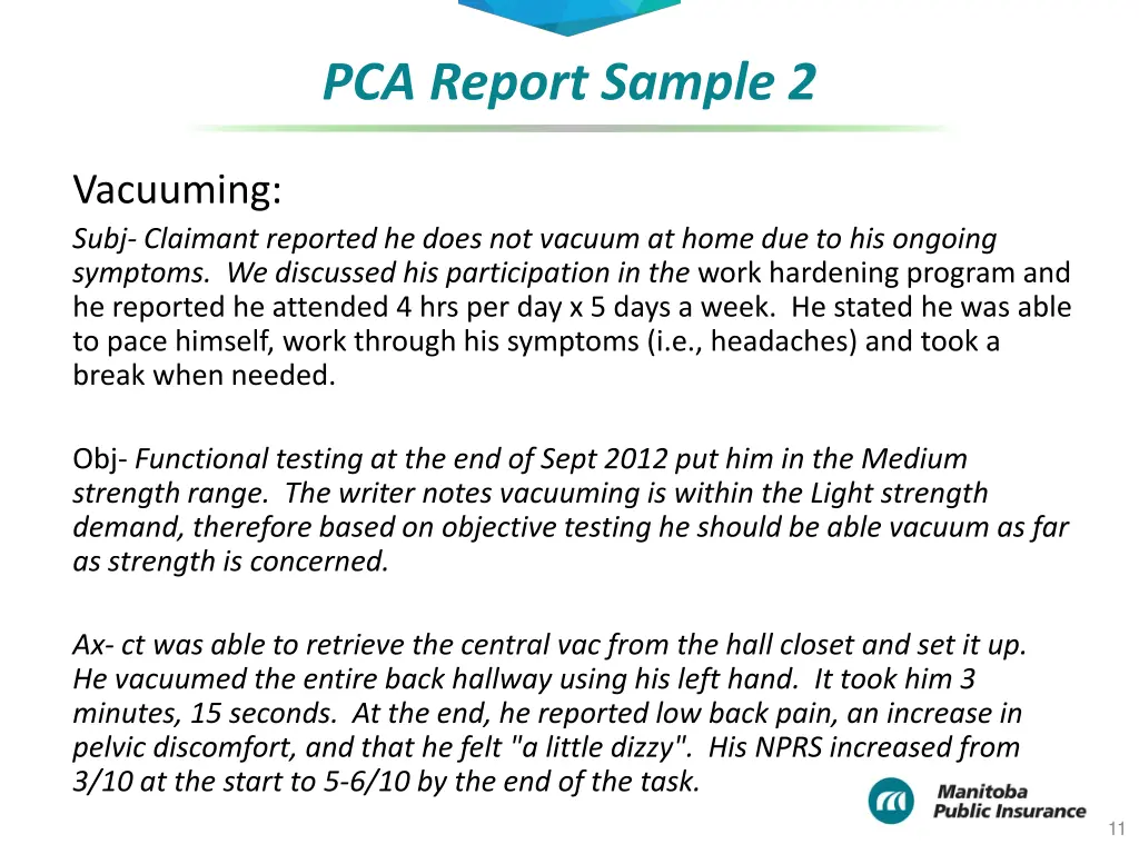 pca report sample 2