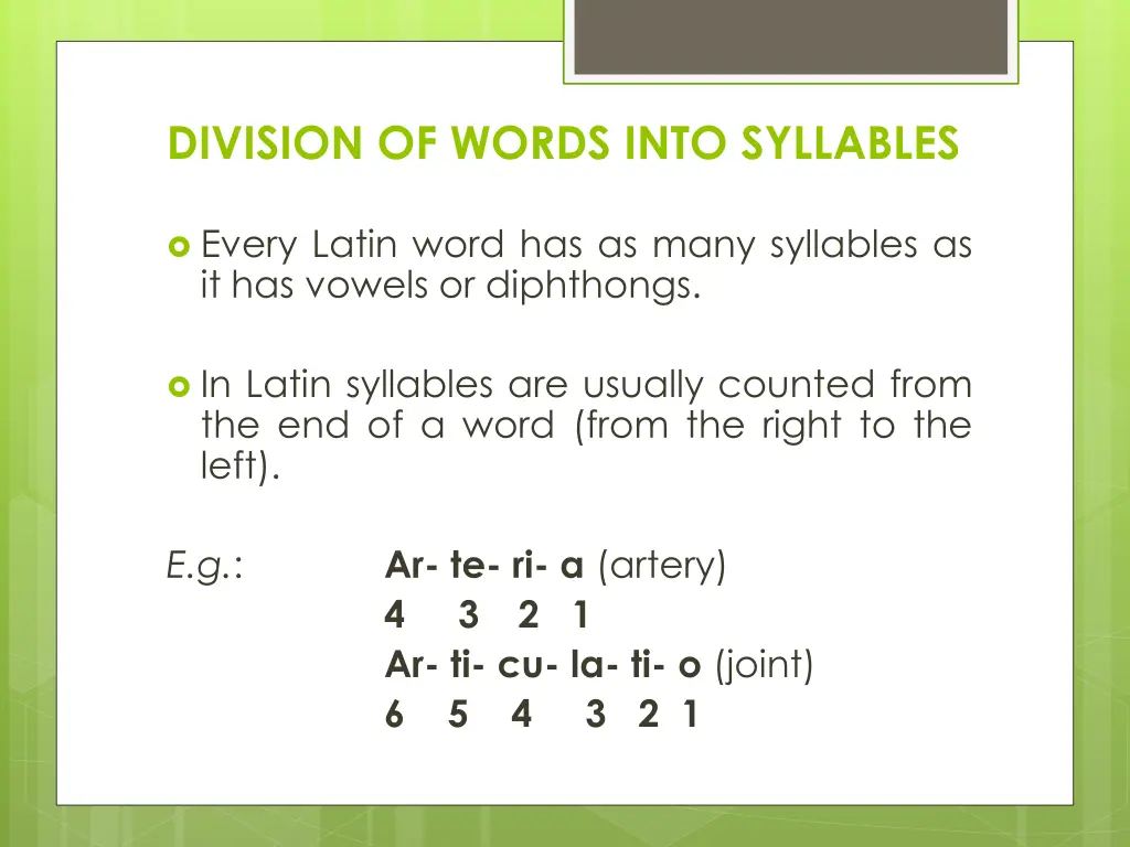 division of words into syllables