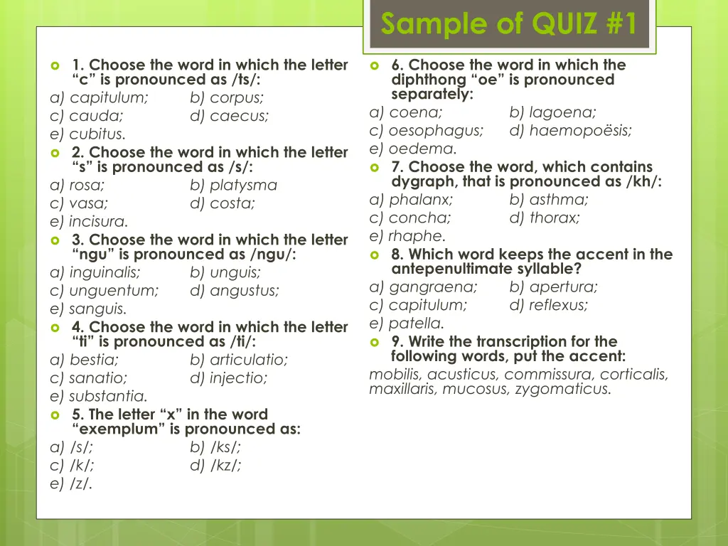 sample of quiz 1