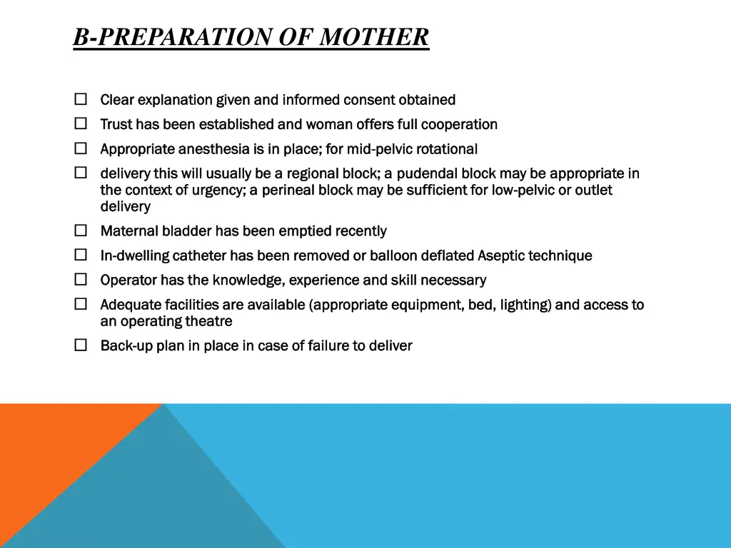 b preparation of mother