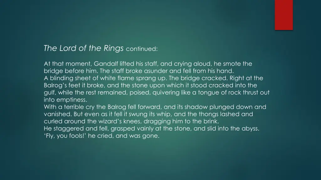 the lord of the rings continued