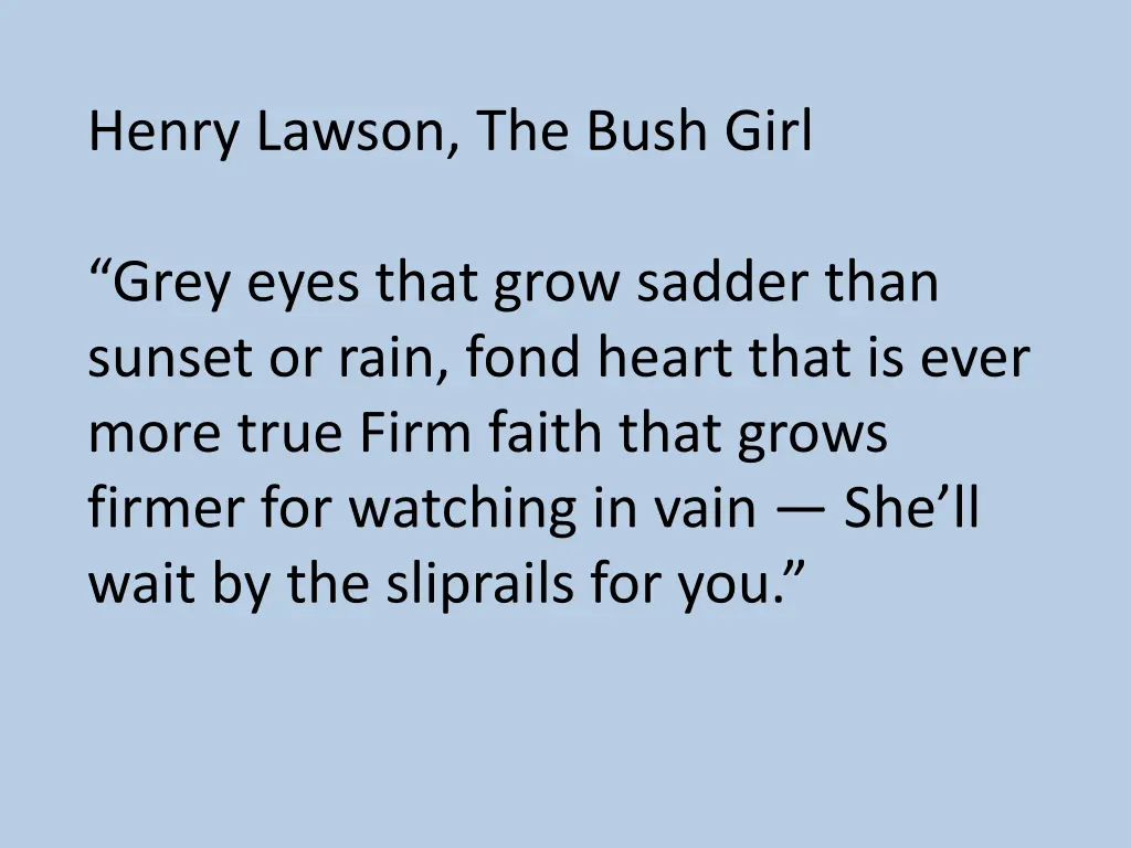 henry lawson the bush girl