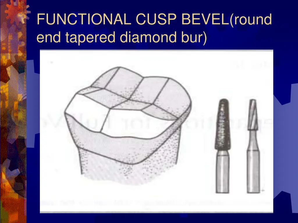 functional cusp bevel round end tapered diamond