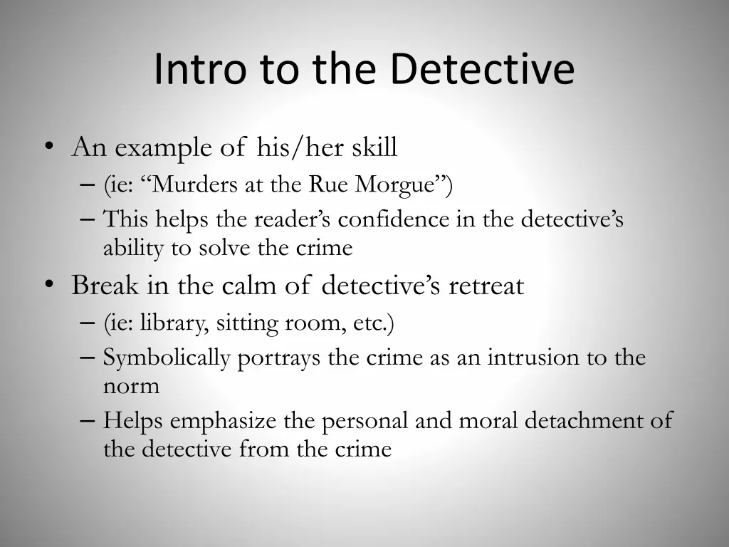 intro to the detective