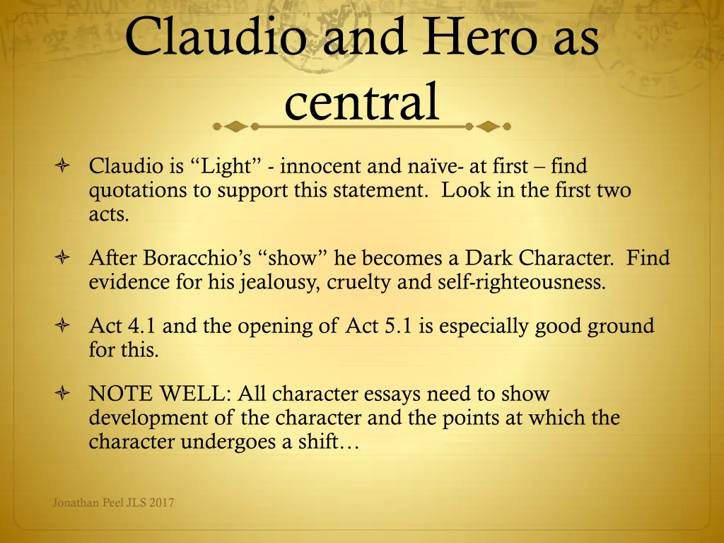 claudio and hero as central