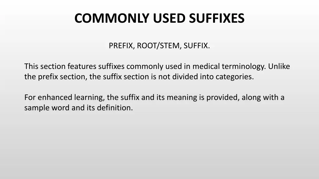 commonly used suffixes