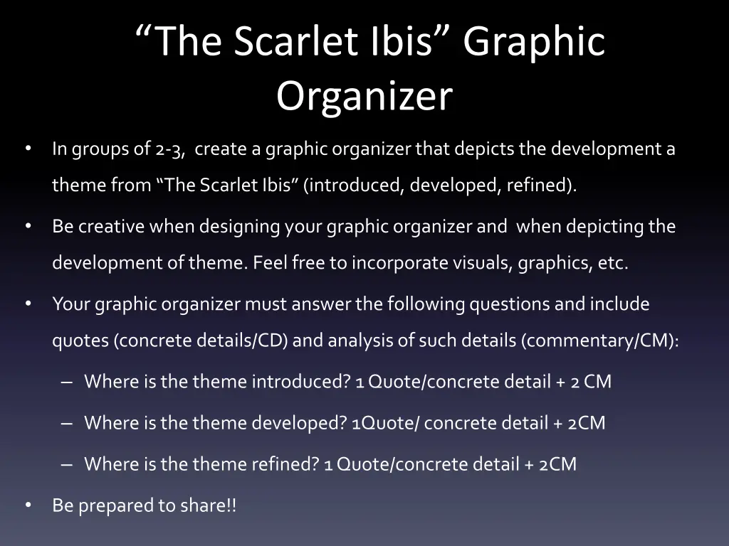 the scarlet ibis graphic organizer