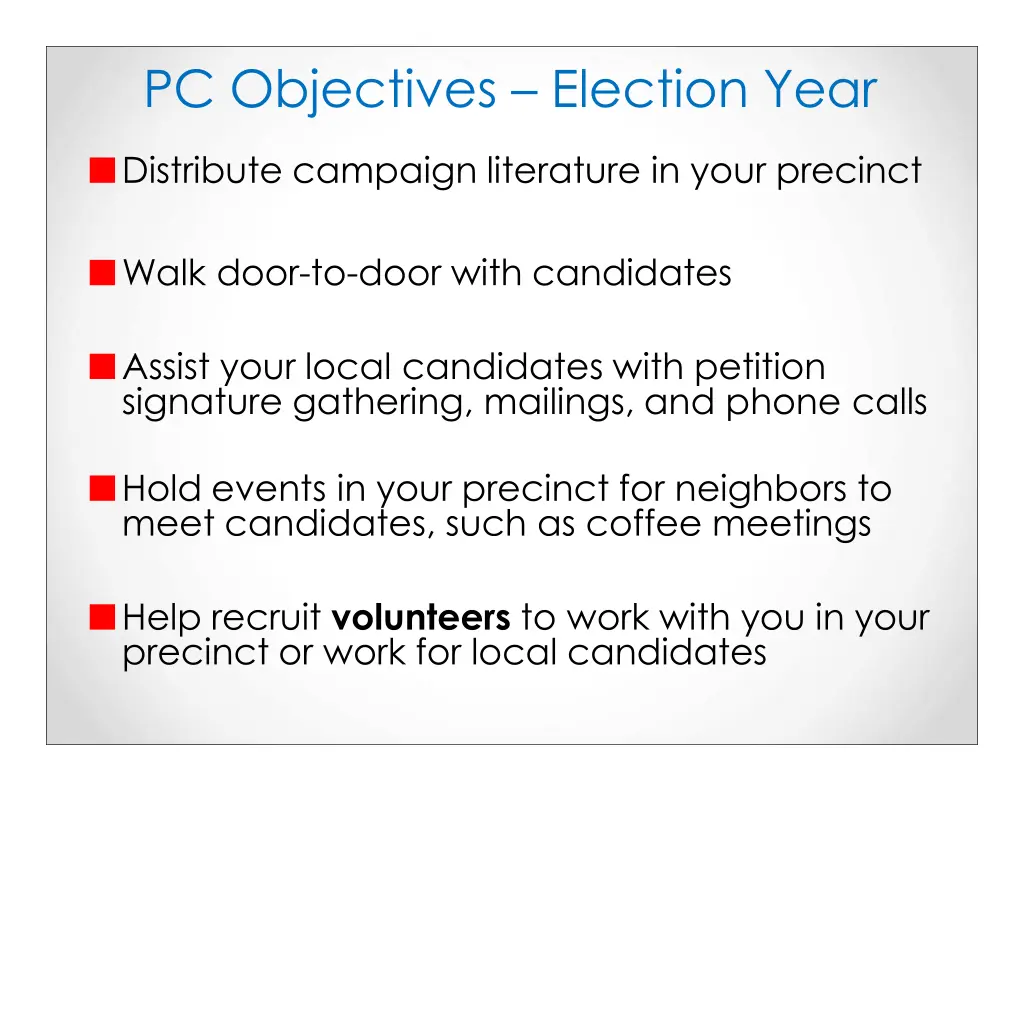 pc objectives election year