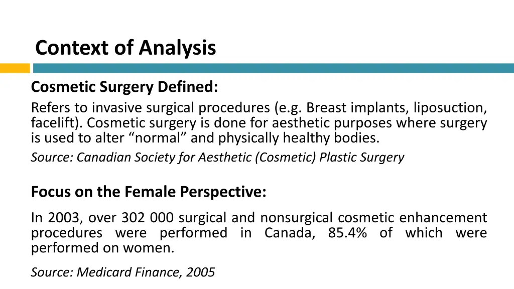 context of analysis