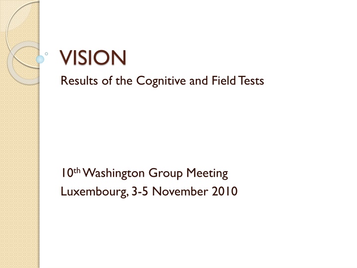 vision results of the cognitive and field tests