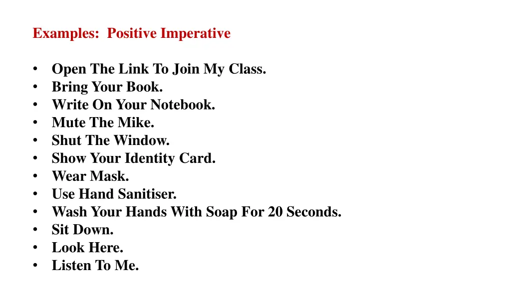 examples positive imperative