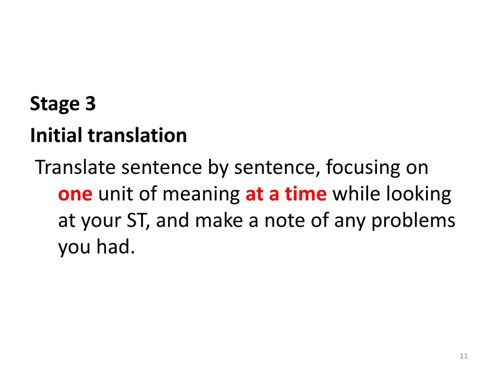 stage 3 initial translation translate sentence