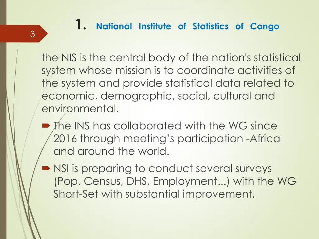 1 national institute of statistics of congo