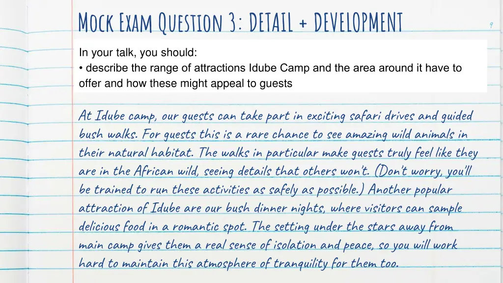 mock exam question 3 detail development