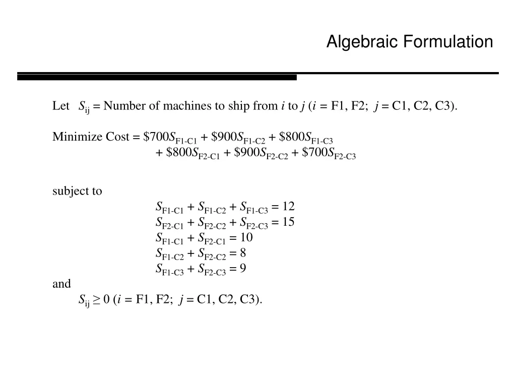 algebraic formulation