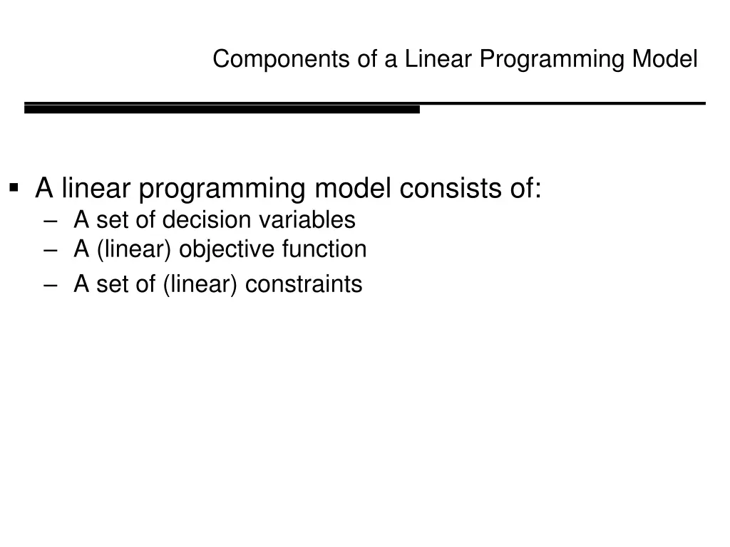 components of a linear programming model