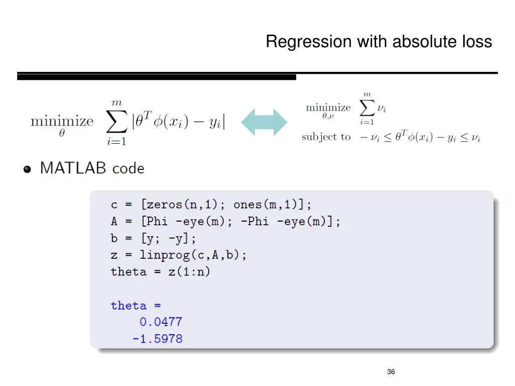 regression with absolute loss