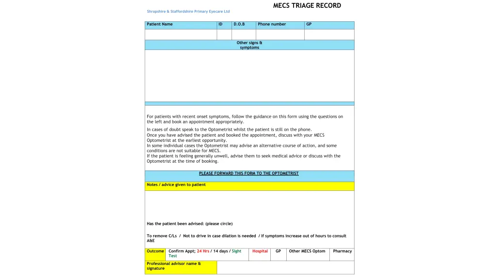 mecs triage record 1