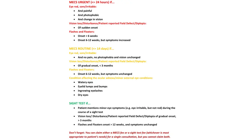 mecs urgent 24 hours if eye red sore irritable