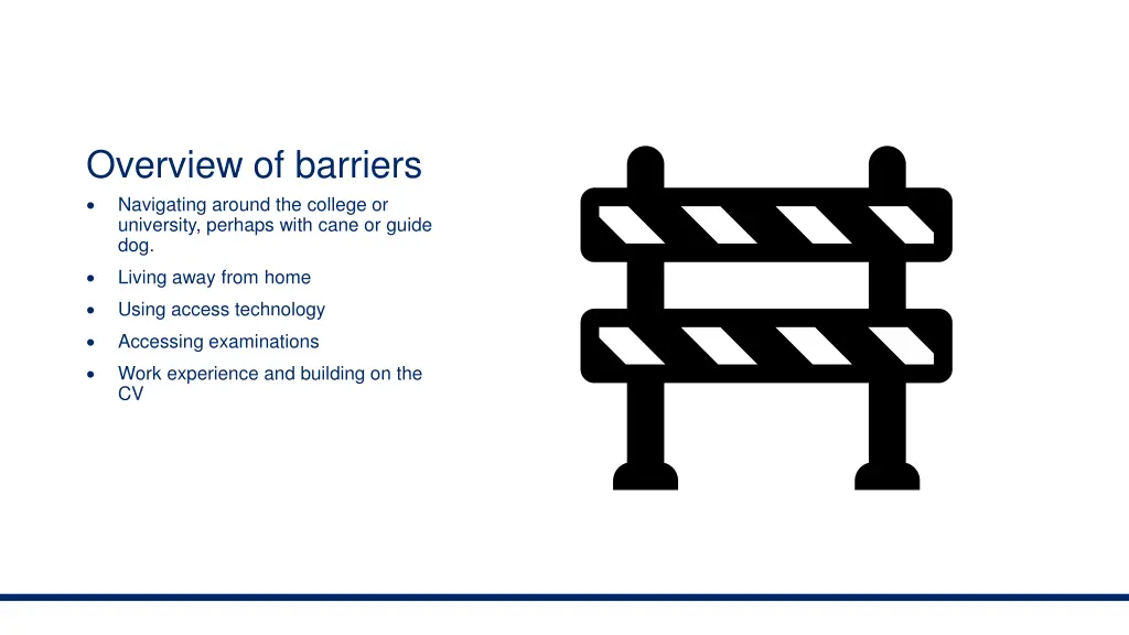 overview of barriers navigating around