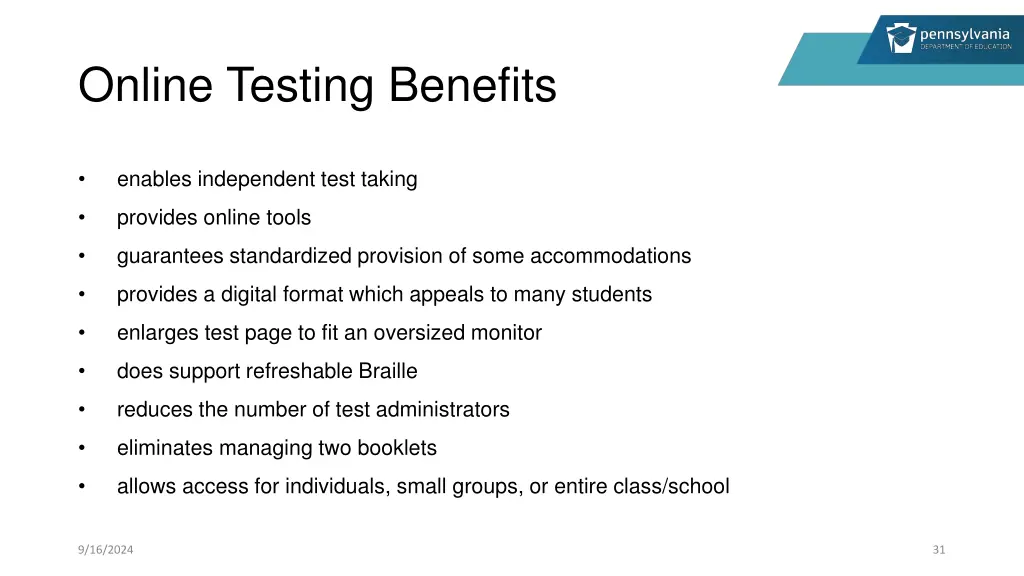 online testing benefits