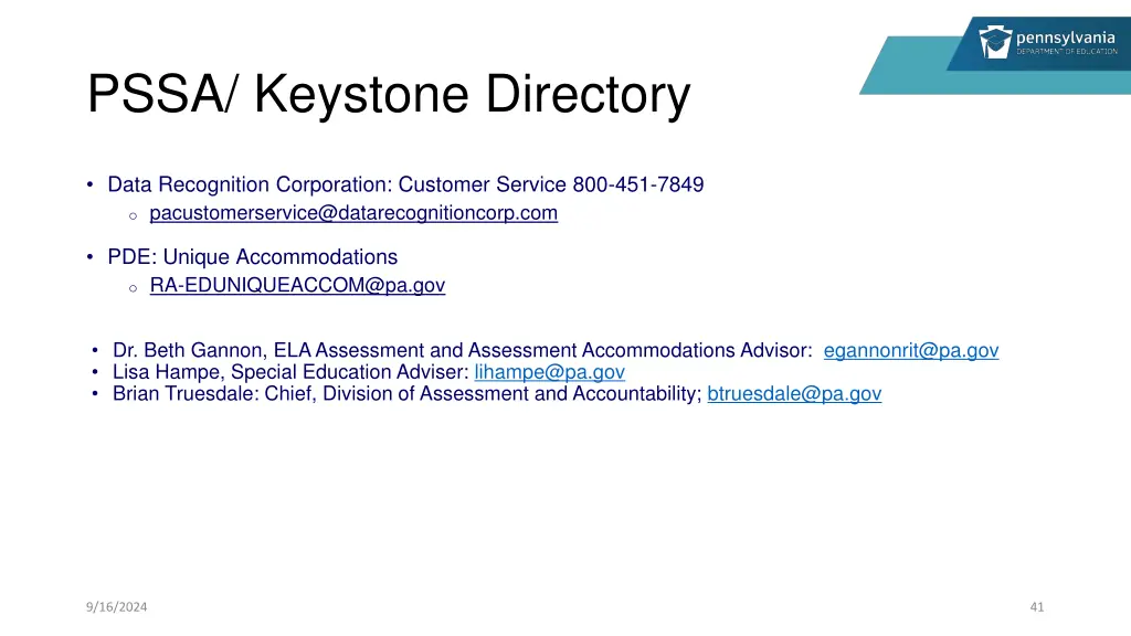 pssa keystone directory