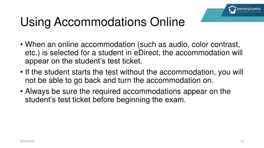 using accommodations online