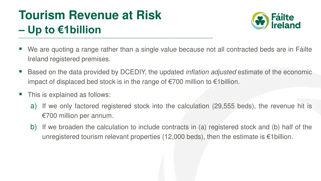 tourism revenue at risk up to 1billion