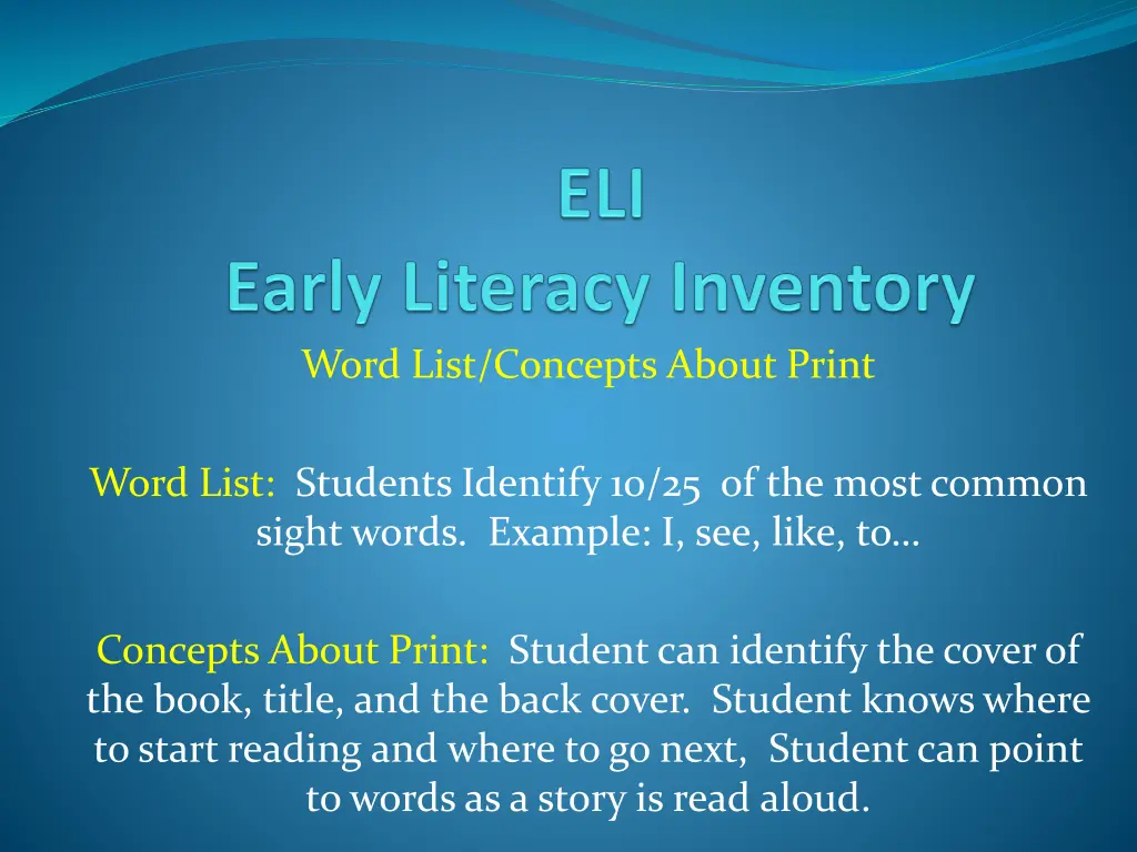 word list concepts about print