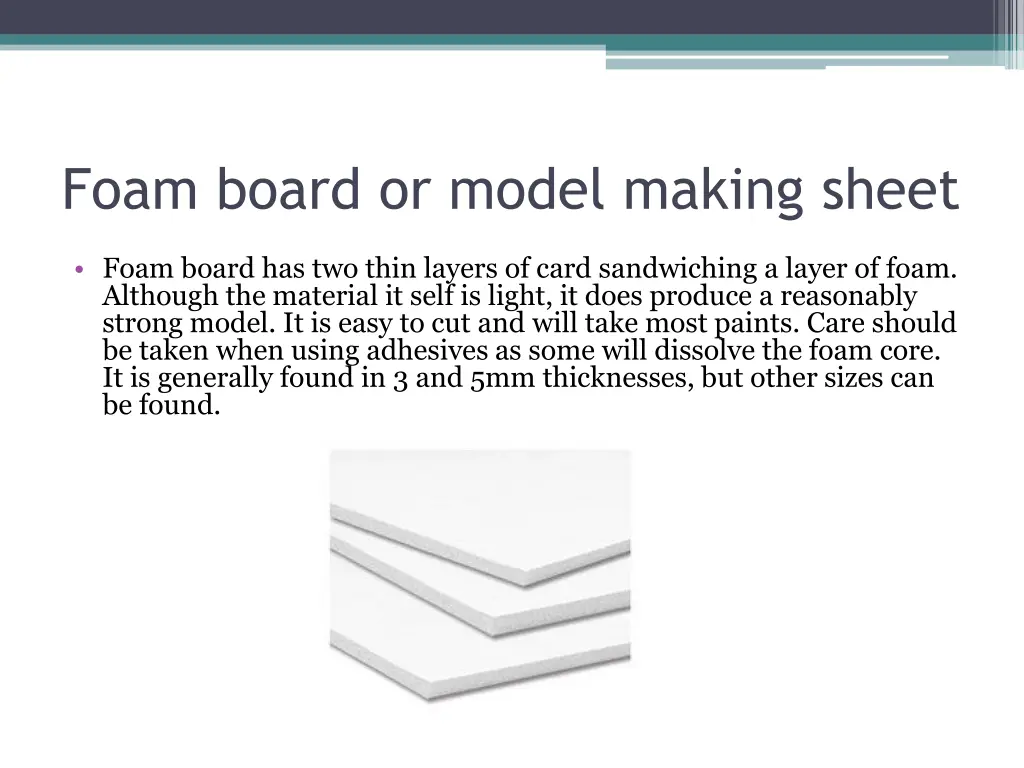 foam board or model making sheet