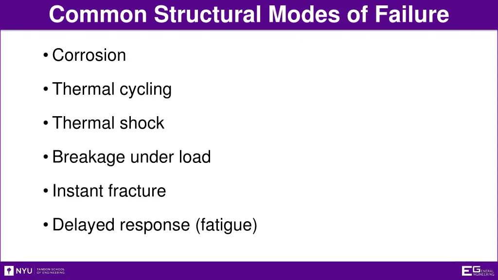 common structural modes of failure