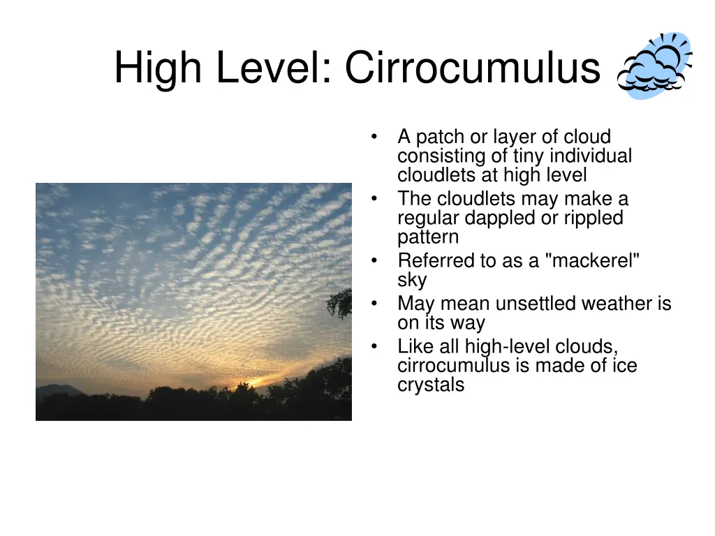 high level cirrocumulus