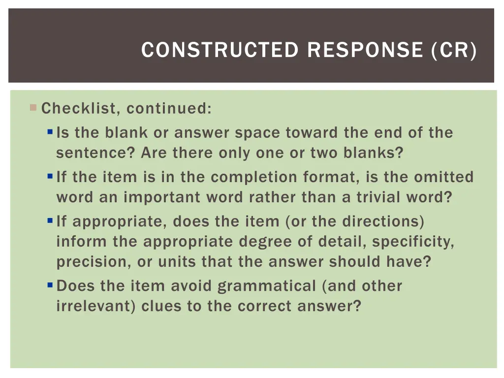 constructed response cr 1