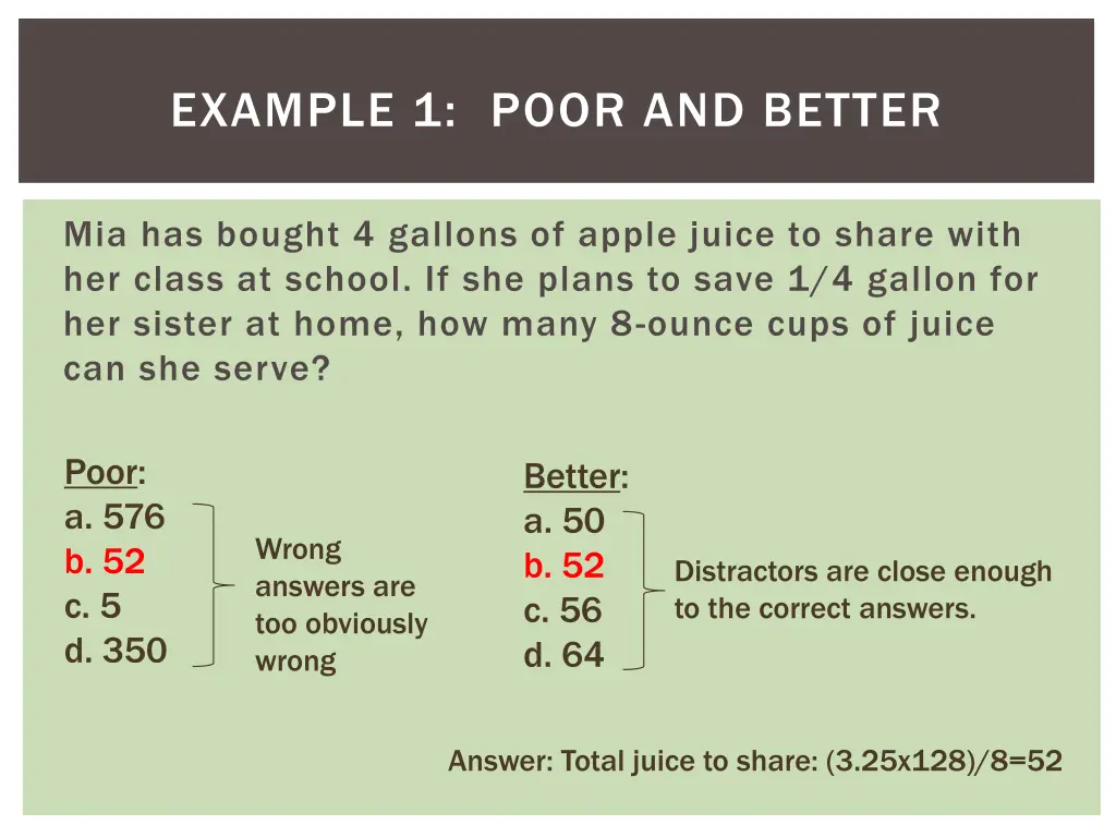 example 1 poor and better