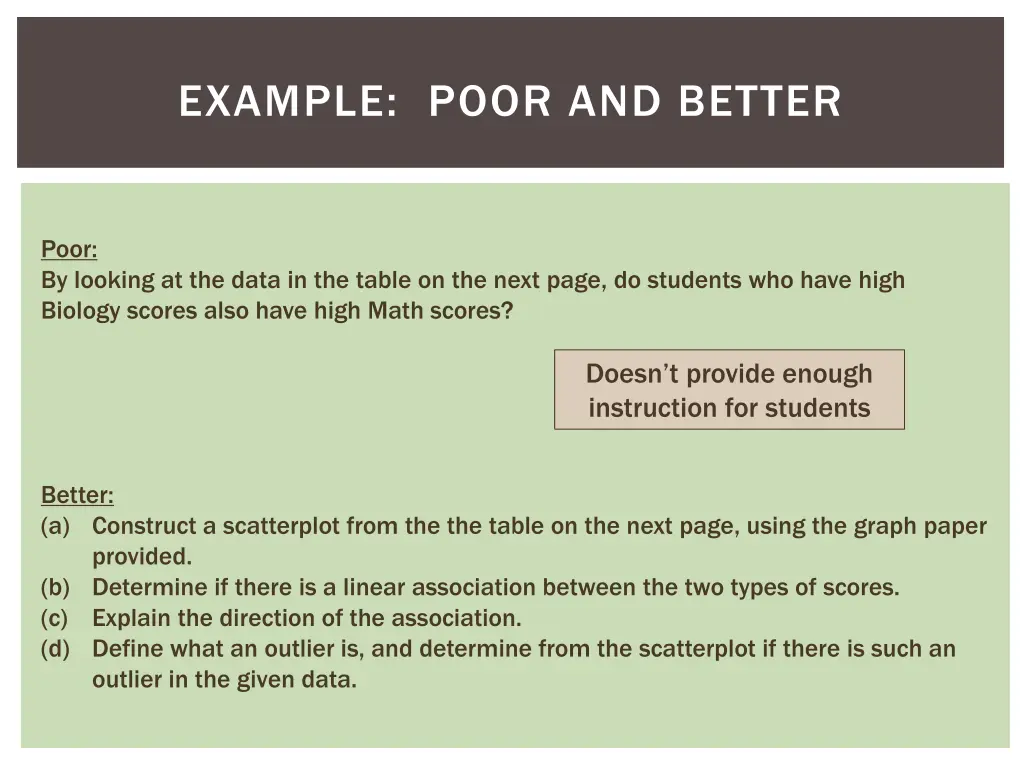 example poor and better